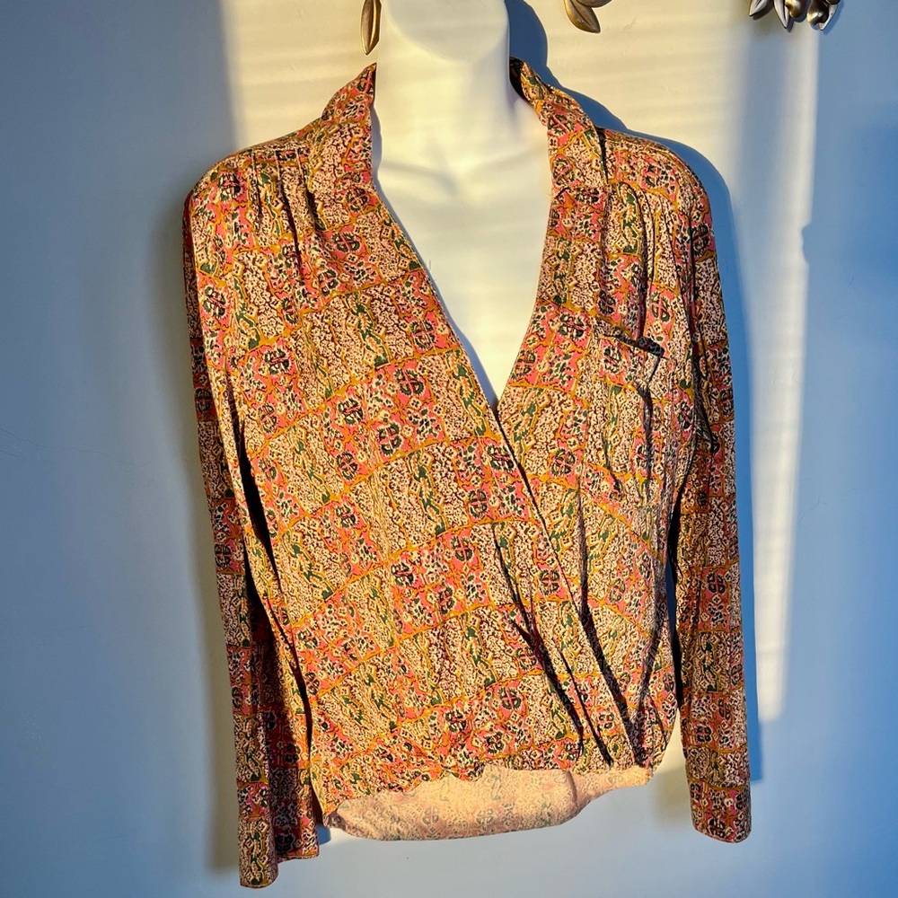 Pilcro by Anthropologie Tisha Faux Wrap Shirt